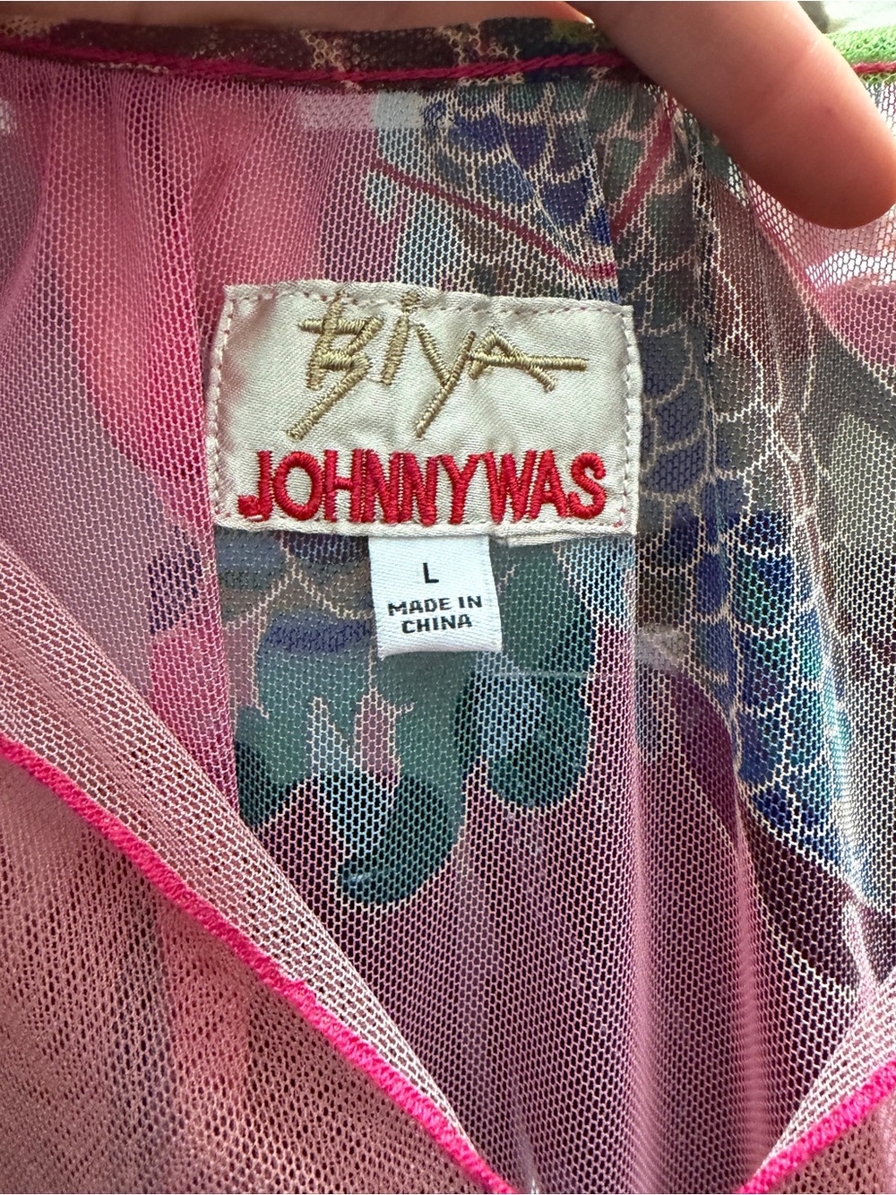 Johnny Was Biya Mazzy Sheer Floral Mesh Tunic Blouse Large NWOT - Picture 5 of 5